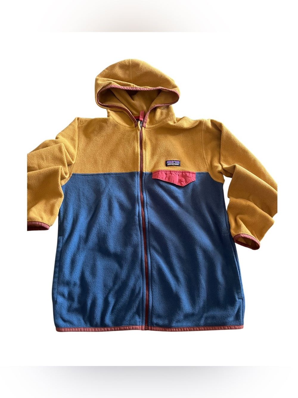 Patagonia Kids L 12 Synchilla Hooded Fleece Jacket Colorblock Full Zip
